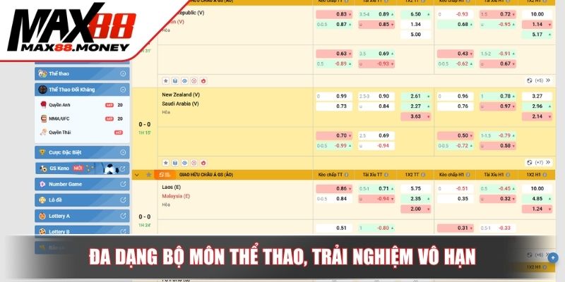 Đa dạng bộ môn thể thao, trải nghiệm vô hạn